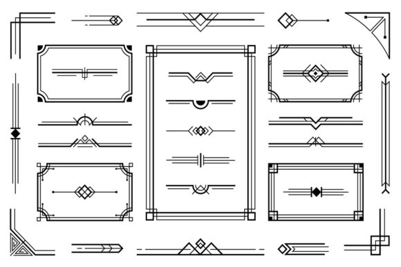Download Linear Geometric Art Deco Ornaments - Premium Resources